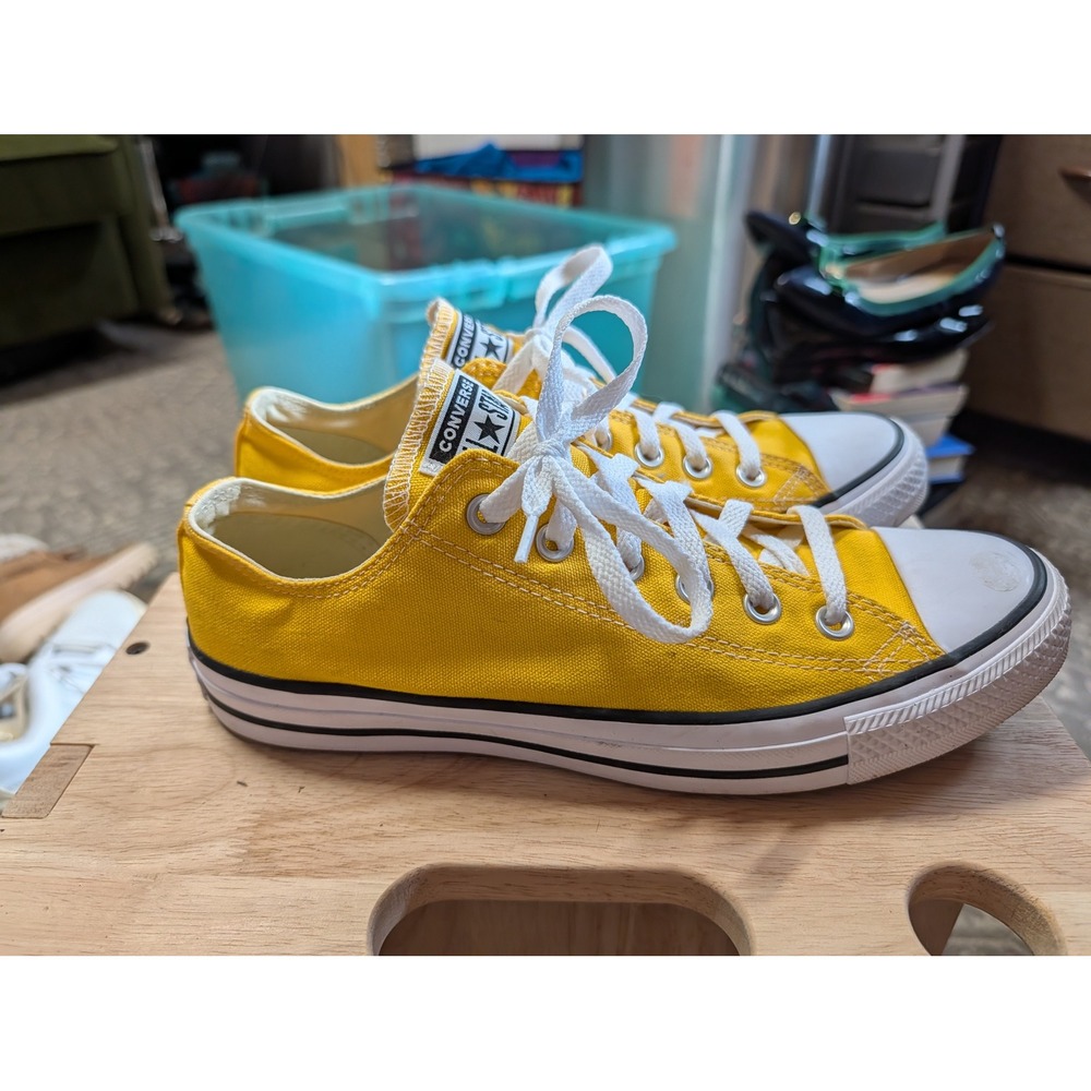 Converse Chuck Taylor All Star Low Top Yellow Canvas Sneakers Mens 8 Ws 10 - Picture 2 of 5